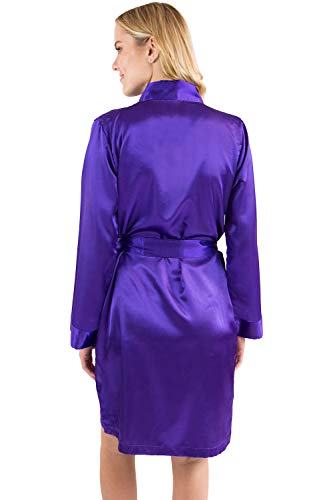 Intimo Women's Satin Kimono, Purple Orchid, Small - Image 2