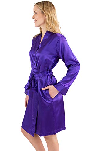 Intimo Women's Satin Kimono, Purple Orchid, Small - Image 3