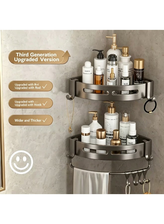 ZL Adhesive Shower Caddy, 2 Pack Rustproof Stainless Steel Bath Organizers With Large Capacity, No Drilling Shelves for Bathroom Storage & Home Decor - Image 1