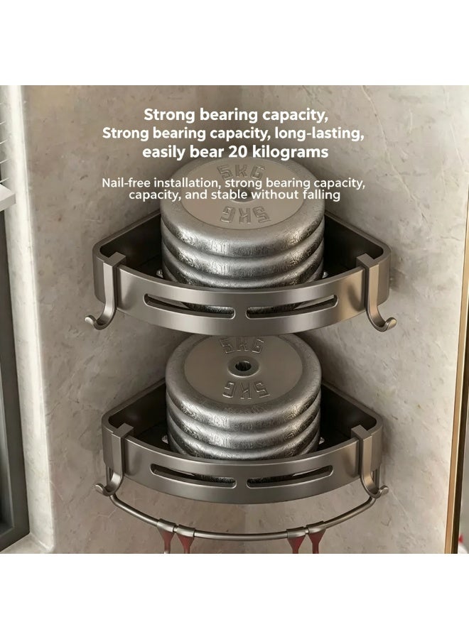 ZL Adhesive Shower Caddy, 2 Pack Rustproof Stainless Steel Bath Organizers With Large Capacity, No Drilling Shelves for Bathroom Storage & Home Decor - Image 3