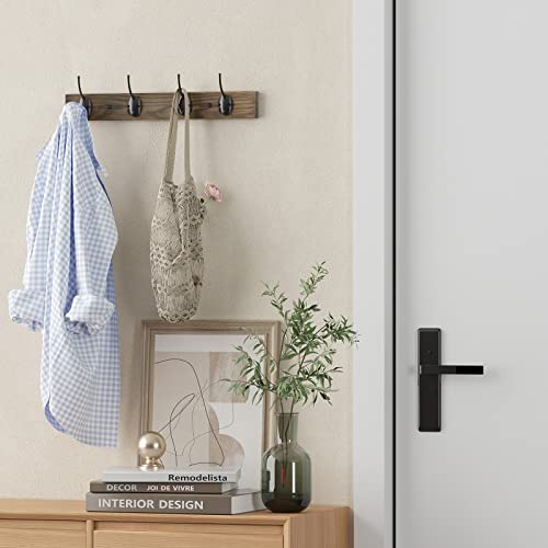 VERTORGAN Coat Hooks Wall Mounted, Wooden Hat Rack with 4 Hooks for Entryway, Bathroom,Bedroom(Brown) - Image 2