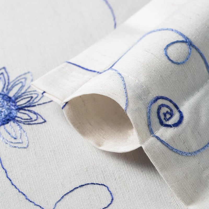 Blue Floral Embroidered Curtain Valance - 52x12 in - Image 4