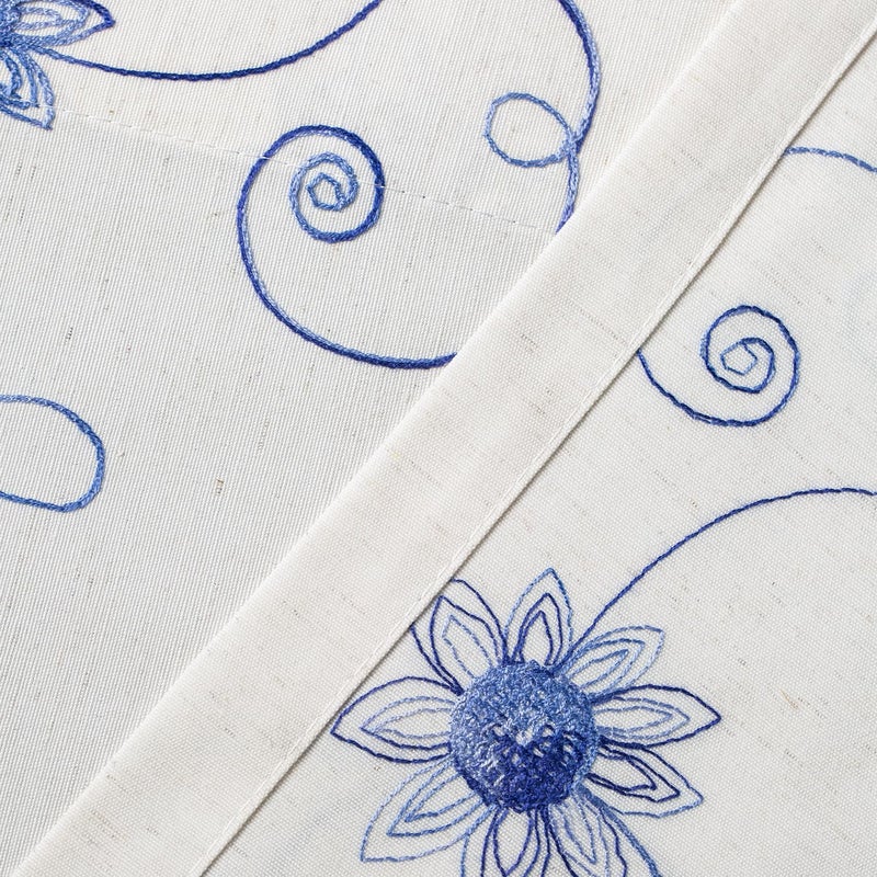 Blue Floral Embroidered Curtain Valance - 52x12 in - Image 5