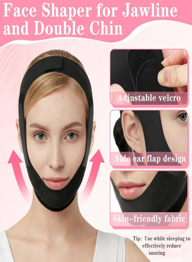 قطعتان من جهاز تمارين الوجه وحزام شد الوجه، قناع شد الوجه على شكل حرف V، جهاز تقليل الذقن المزدوجة، جهاز تحديد خط الفك للنساء والرجال، حزام ذقن قابل للتعديل للنوم، جهاز تدريب خط الفك قابل لإعادة الاستخدام - Image 3