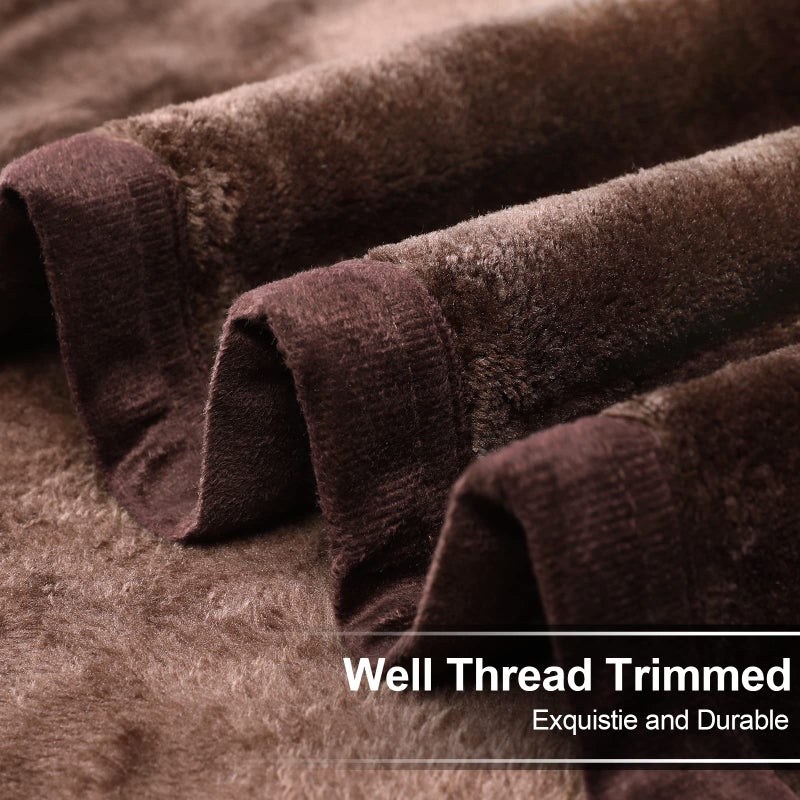 EASELAND Soft Queen Size Blanket Warm Fuzzy Microplush Lightweight Thermal Fleece Blankets for Couch Bed Sofa,90x90 Inches,Chocolate - Image 5