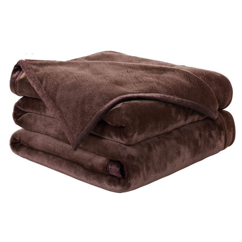 EASELAND Soft Queen Size Blanket Warm Fuzzy Microplush Lightweight Thermal Fleece Blankets for Couch Bed Sofa,90x90 Inches,Chocolate - Image 1