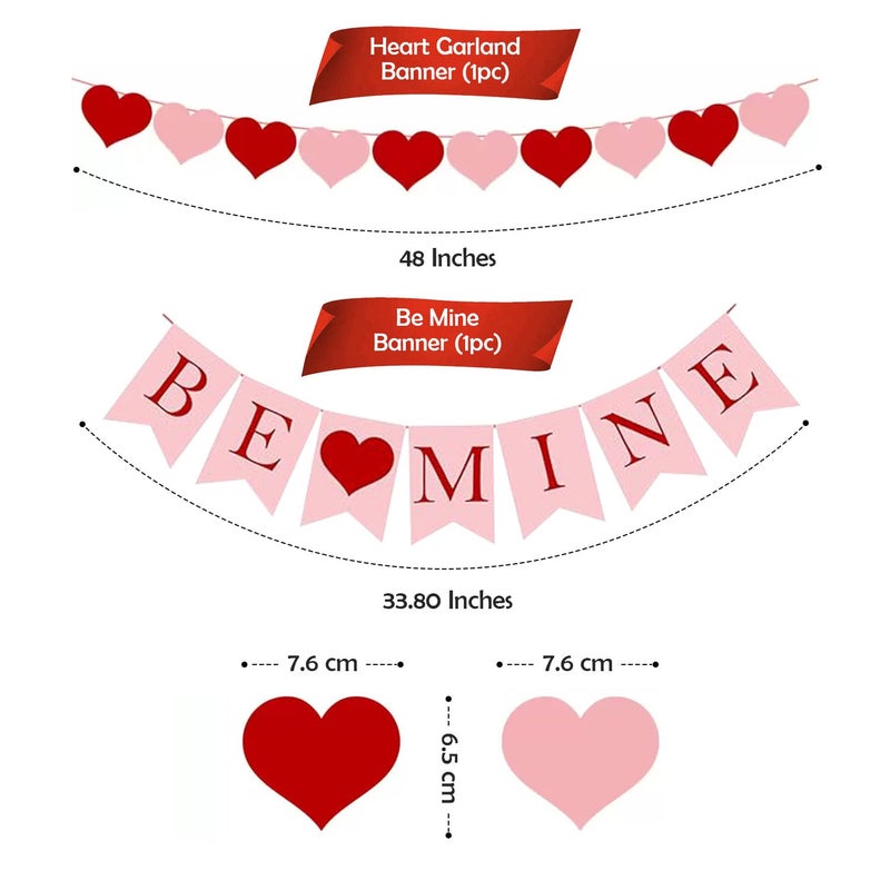 Party Propz Party Propz Be Mine Banner and Heart Garland Decoration 2Pcs Happy Anniversary Decoration Items Love Decoration Items Date Night Marriage Proposal Decor Heart Shape Decorations Items Cardstock - Image 2