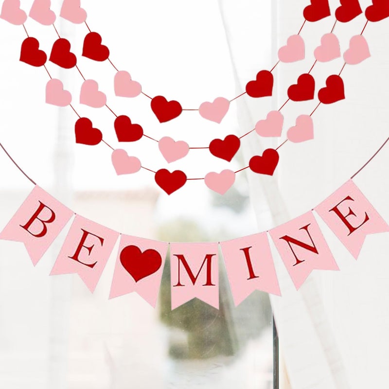 Party Propz Party Propz Be Mine Banner and Heart Garland Decoration 2Pcs Happy Anniversary Decoration Items Love Decoration Items Date Night Marriage Proposal Decor Heart Shape Decorations Items Cardstock - Image 1