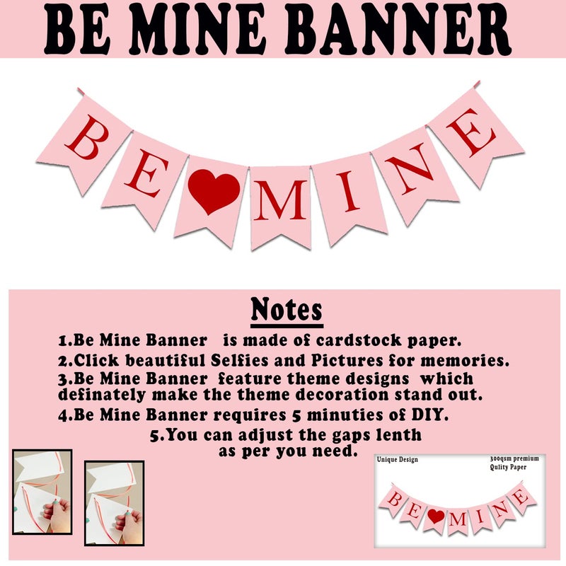 Party Propz Party Propz Be Mine Banner and Heart Garland Decoration 2Pcs Happy Anniversary Decoration Items Love Decoration Items Date Night Marriage Proposal Decor Heart Shape Decorations Items Cardstock - Image 4
