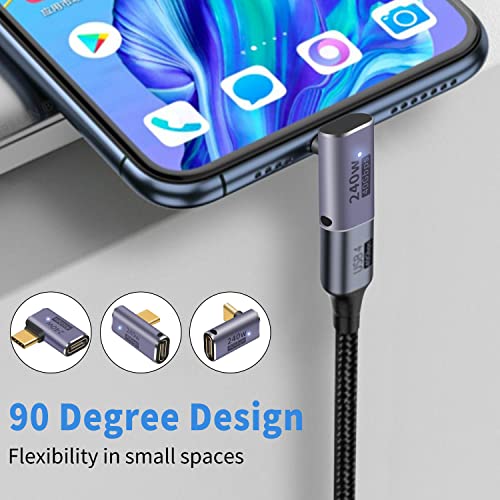 Duttek USB C 90 Degree Adapter, 240W Fast Charging & 40Gbps Data Transfer, Male to Female, USB C Right Angle Adapter Support Thunderbolt 4/3 Cable for Laptop, Tablet and Phones (3 Pack) - Image 4