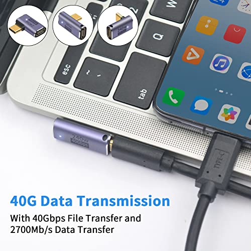 Duttek USB C 90 Degree Adapter, 240W Fast Charging & 40Gbps Data Transfer, Male to Female, USB C Right Angle Adapter Support Thunderbolt 4/3 Cable for Laptop, Tablet and Phones (3 Pack) - Image 3