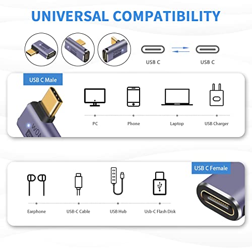 Duttek USB C 90 Degree Adapter, 240W Fast Charging & 40Gbps Data Transfer, Male to Female, USB C Right Angle Adapter Support Thunderbolt 4/3 Cable for Laptop, Tablet and Phones (3 Pack) - Image 5