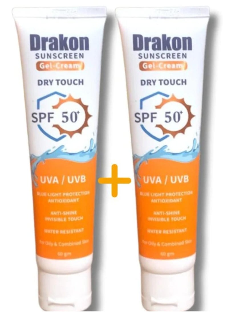 DRAKON Drakon Sunscreen Gel Cream Dry Touch SpF 50 1+1 120Ml  - Image 1