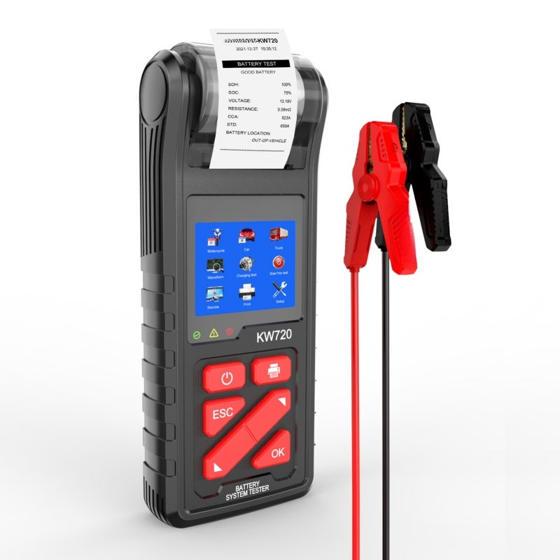 Car Battery Tester: Black ABS Shell, Metal Clamps - Fast Precise Measurement Battery Load Tester for 6V 12V 24V Automotive Lead Acid Batteries - Image 1