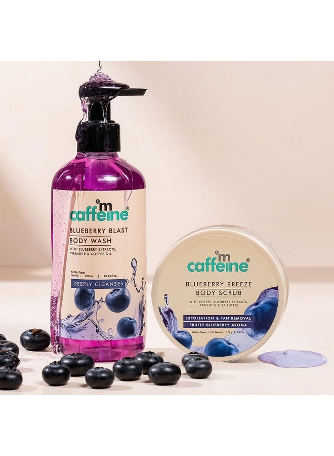 MCaffeine Blueberry Blast Detan & Cleanse Duo For Glowing Skin| Deep Cleanses, Exfoliates, Nourishes| Blueberry Body Wash - 300Ml & Bluberry Scrub - 175 G | Fruity Blueberry Aroma For Men & Women  - Image 2
