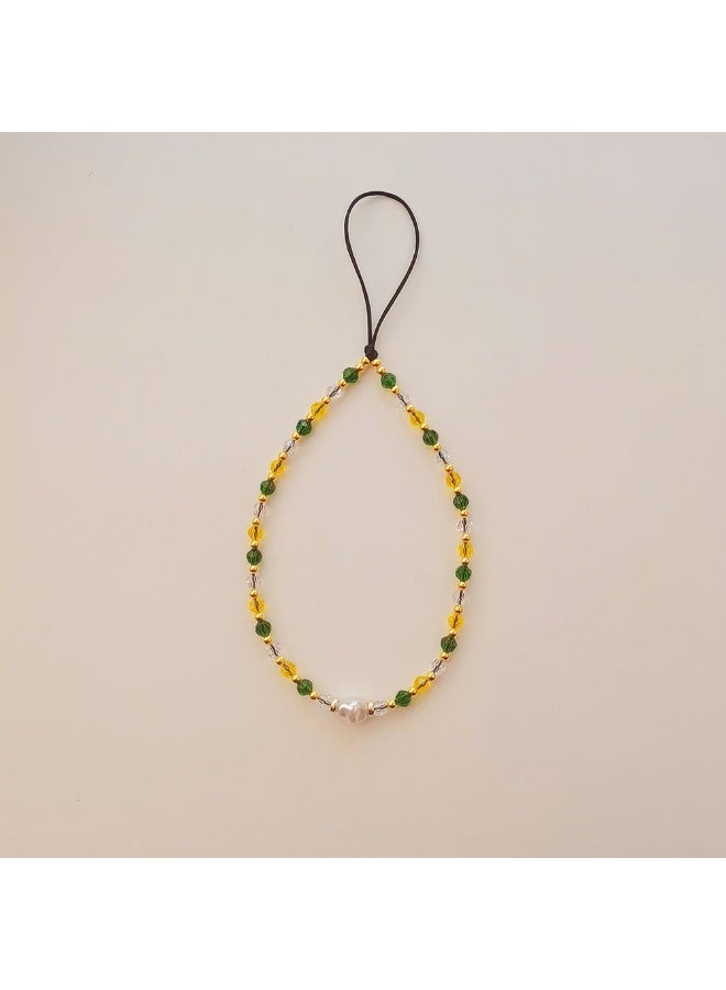 NIBEMINENT Super Cute Beaded Phone Charm – Trendy Phone Chain Wrist Strap, Shining Beads Chain Lanyard for Cell Phone