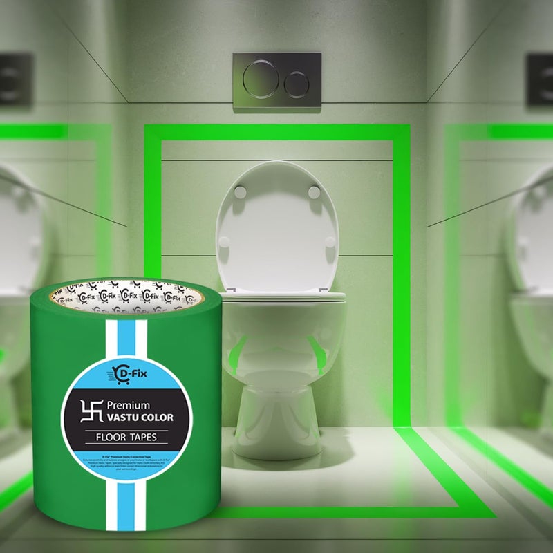 D-Fix ® شريط الأرضيات الملون فاستو، شريط فاستو لعلاج فاستو دوتش/تصحيح فاستو للمرحاض والمدخل (بعرض 4 إنش، طول تقريبي 25 متر) - أخضر - Image 5