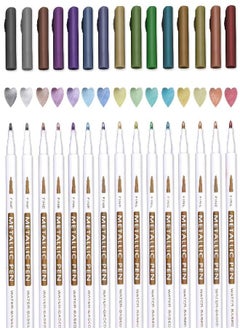 Metallic Brush Markers and Metallic Brush Tip Pen Set - 15 Colours