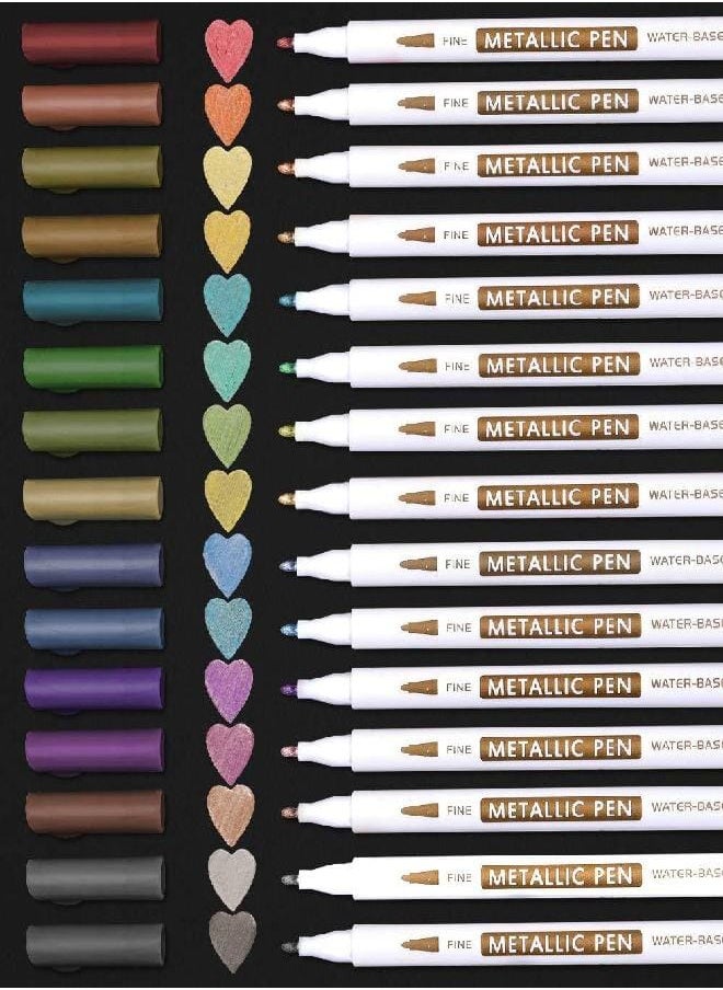 Generic - Metallic Brush Markers and Metallic Brush Tip Pen Set - 15 Colours - Image 1