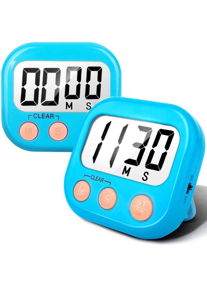 AOUCE Kitchen Loud Ring Digital Timers for Cooking Magnetic 2 Pack, Blue - Image 1