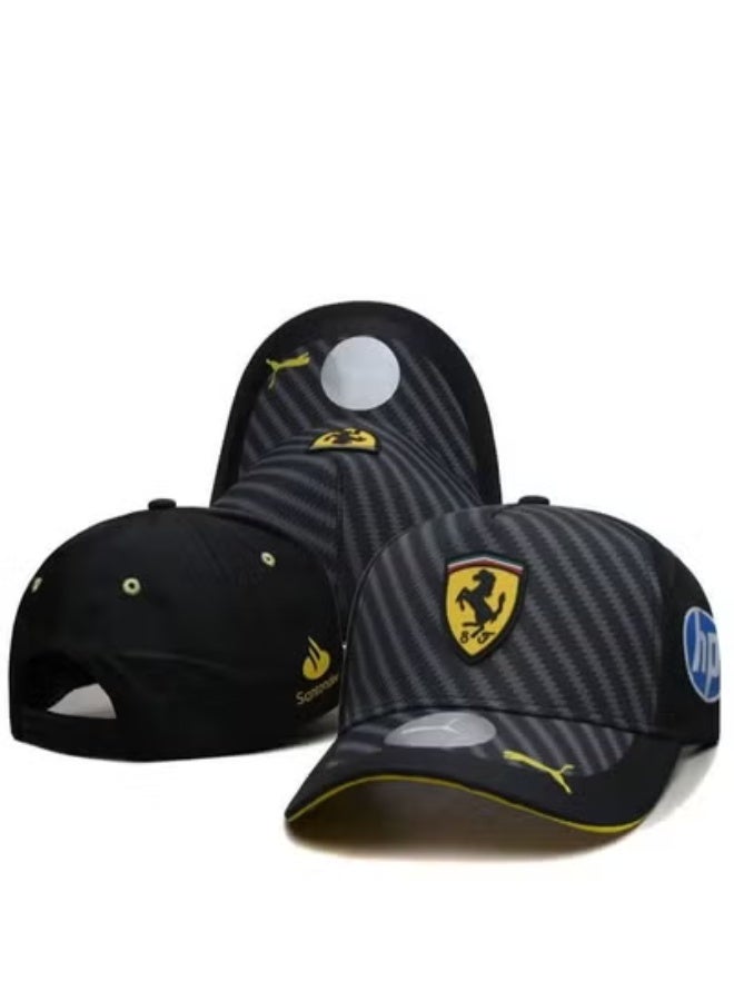 فيراري Racing Team Carbon - Pattern Splicing Yellow - Logo Racing Baseball Cap