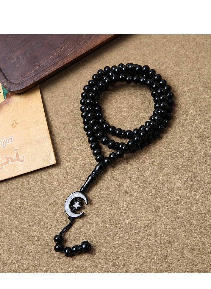 salaam-fashion 99-Bead 8mm Black Crescent & Star Tasbih – Islamic Prayer Beads | Ramadan & Hajj Gift | Includes Premium Gift Box - Image 3