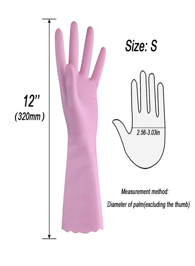HSL Household Cleaning Gloves - Reusable Kitchen Dishwashing Gloves with Latex Free, Cotton lining, Waterproof, Non-Slip (Small, 2 Pairs) - Image 2