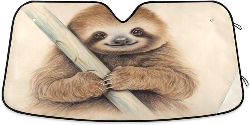 Sloth on Branch (2) Car Windshield Sun Shade Foldable Sun Visor Automotive Sunshades for Car Truck SUV Blocks UV Rays Keep Your Vehicle Cool - Image 1