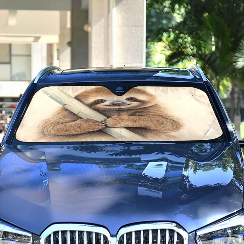 Sloth on Branch (2) Car Windshield Sun Shade Foldable Sun Visor Automotive Sunshades for Car Truck SUV Blocks UV Rays Keep Your Vehicle Cool - Image 4