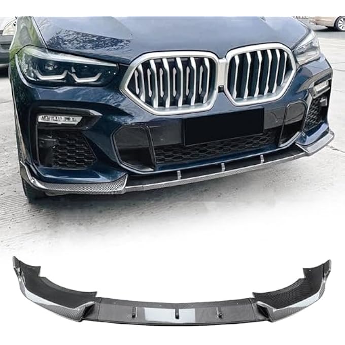 FINMOKAL Carbon Fiber Look Front Bumper Lip Splitter Spoiler Lower Protection Compatible with BMW X6 G06 M Sport 2019 2020-2023 - Image 1
