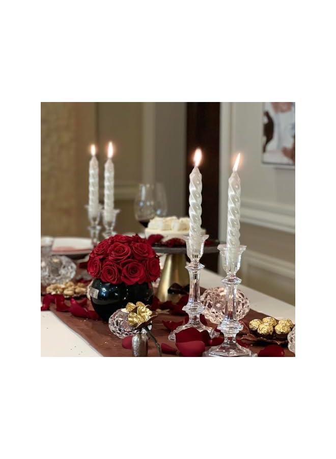 Green Tiger Taper Candles, 4 Pack Unscented 10 Inch Dinner Candle Set, Glossy Metal Style Candle Sticks, 8 Hours Burn Time, Smokeless Dripless Non-Toxic Hand Poured Candlesticks, White - Image 5