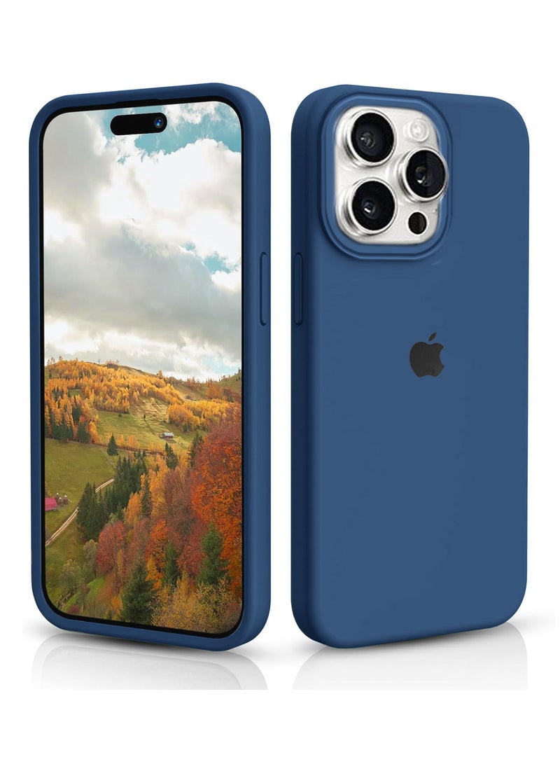 Wtech Apple iPhone 15 Pro Max 2023 Premium Soft Liquid Silicone Case Cover - Navy Blue