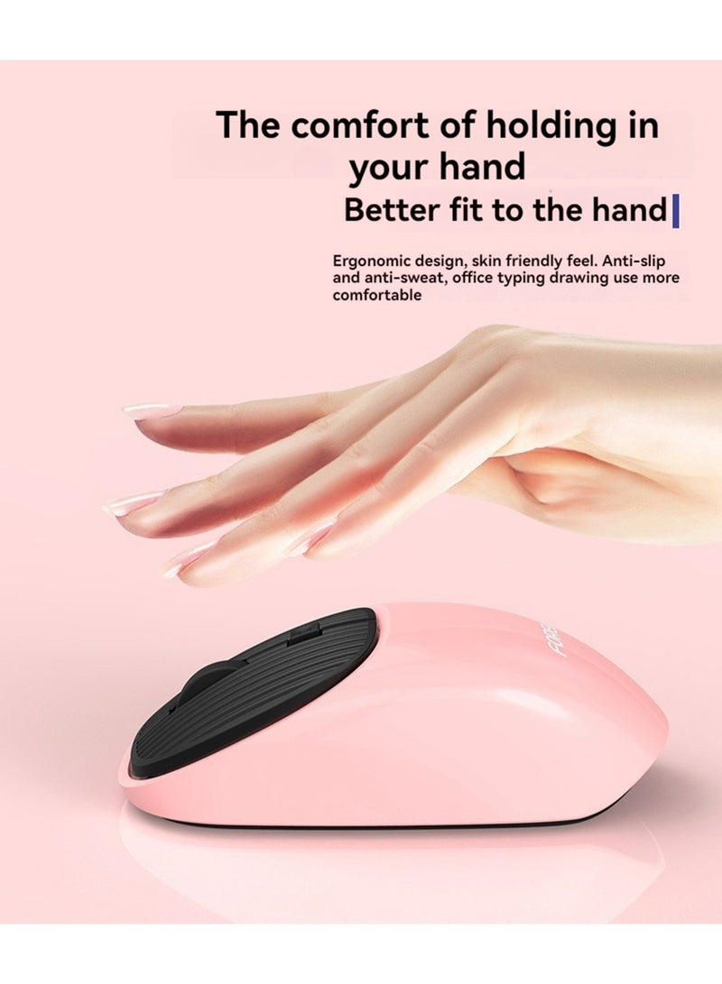 Wireless Mouse Ergonomic Mute Key Rechargeable Anti-slip Comfortable Grip DPI Fast Switching 4 ons 2.4GHz Suitable For Desktop And Laptop Computers (Pink) - Image 5
