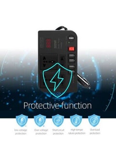 BYGD 300W Car Power Inverter DC 12V/24V to 220V AC with 4 USB Ports Fast Charging with 2 Universal Sockets with Multifunctional LED Display Photovoltaic Inverter  - Image 3