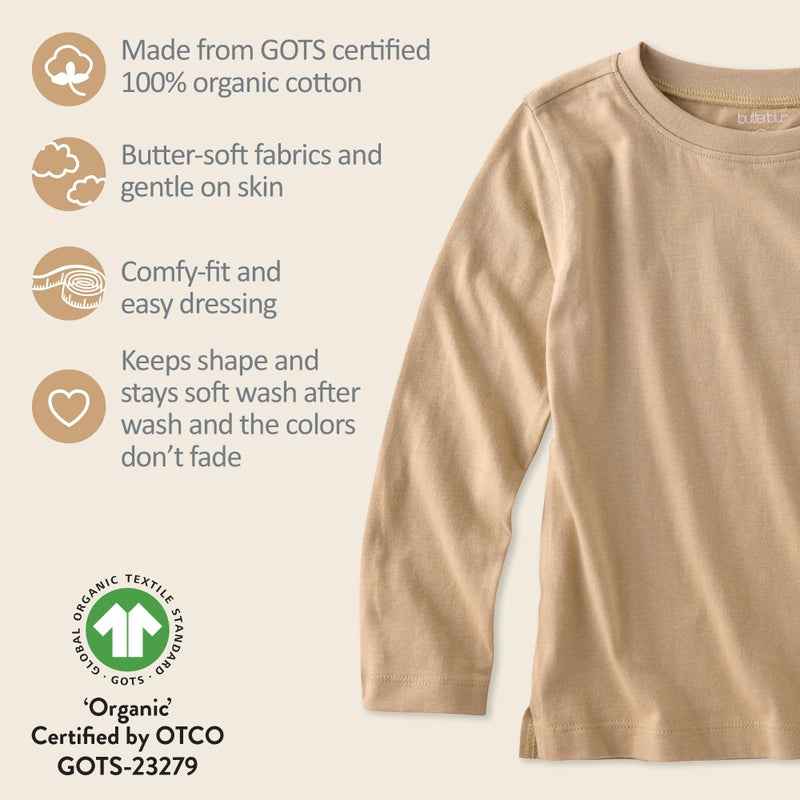 Butterblu London 5-Pack Long Sleeve T-Shirtsâ€‹ 100% Organic for Boys & Girls, Terra, 12 Months - Image 3