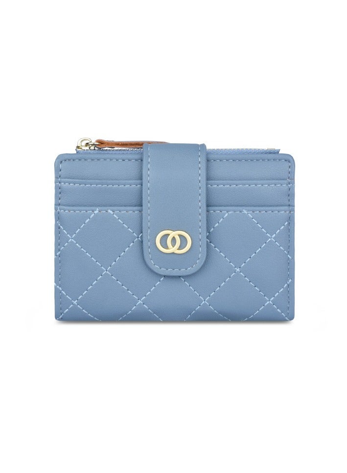 xozgdovg Purse Ladies small fragrance embroidery thread multi-card coin purse blue 