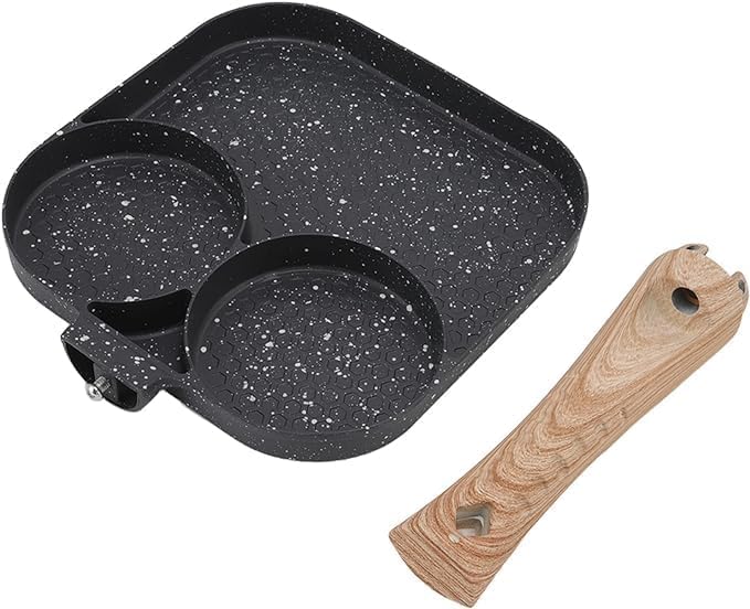 KERFORA 3 in 1 Hole Pan Mini Frying Egg Nonstick Skillet Omelet Pan Suitable Medical Stone Cooker Breakfast Frying Pan - Image 3