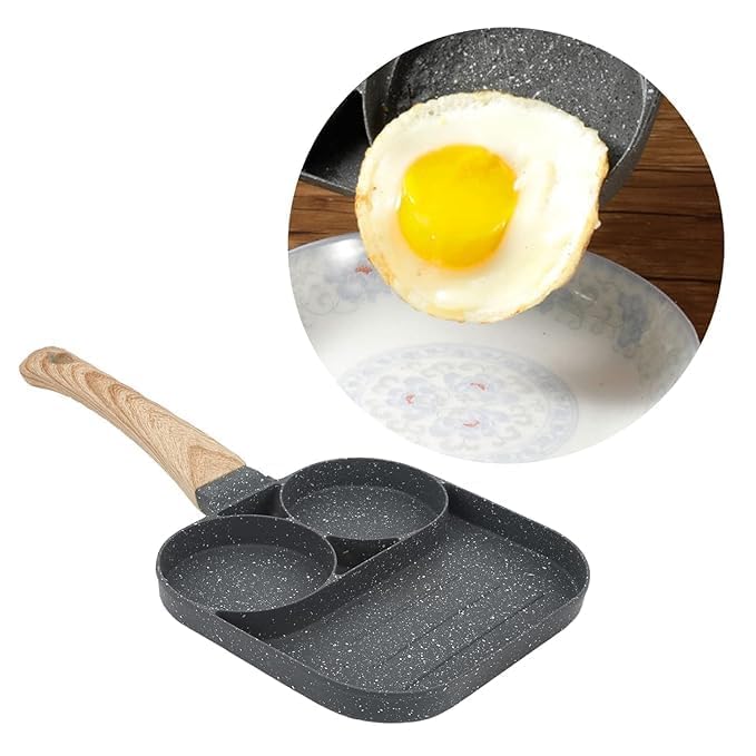 KERFORA 3 in 1 Hole Pan Mini Frying Egg Nonstick Skillet Omelet Pan Suitable Medical Stone Cooker Breakfast Frying Pan - Image 1
