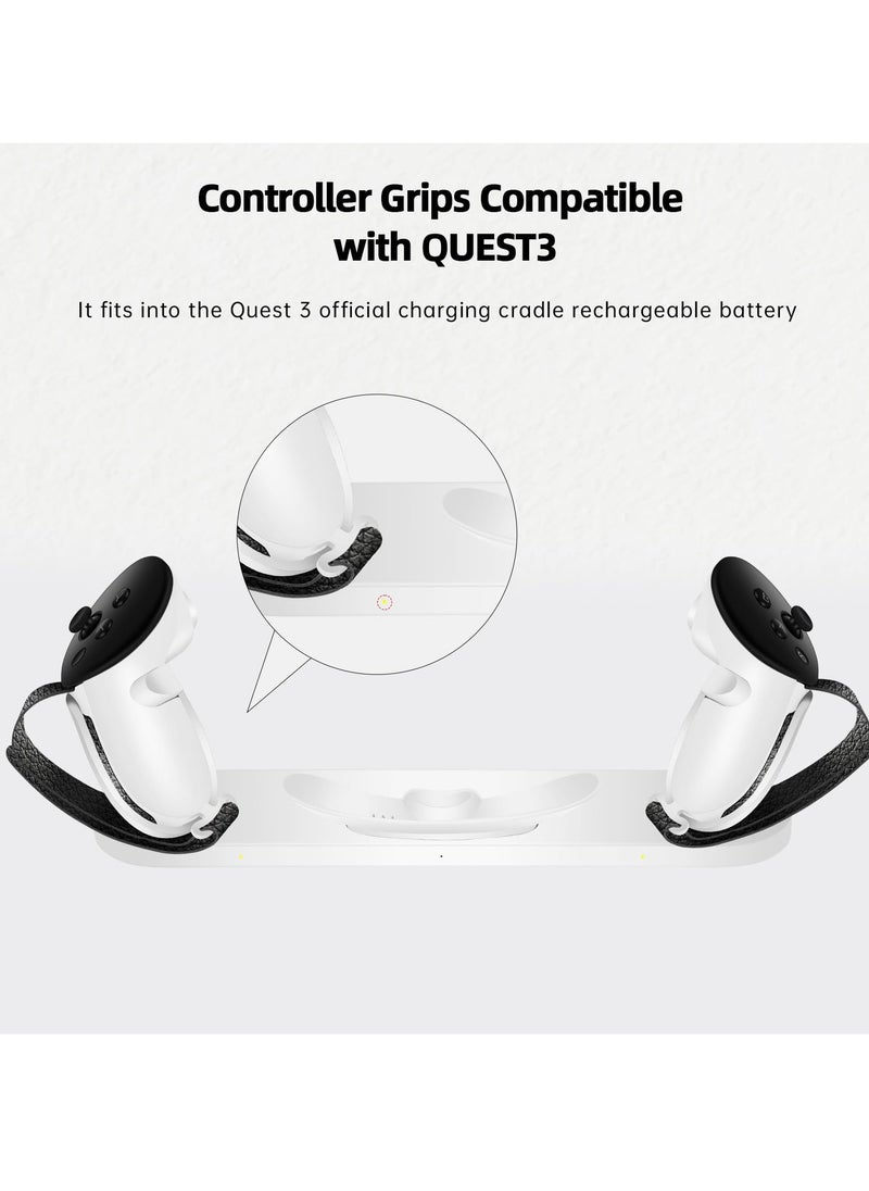 SYOSI - Controller Grips for Meta Oculus Quest 3, Non-Slip VR Silicone Handle Covers with Adjustable Knuckle Straps, Compatible with Official Charging Dock & Battery, VR Accessories Protector - Image 1