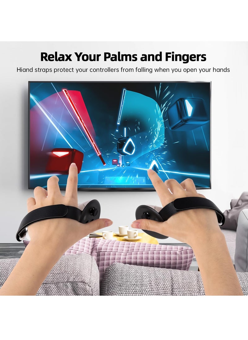 SYOSI - Controller Grips for Meta Oculus Quest 3, Non-Slip VR Silicone Handle Covers with Adjustable Knuckle Straps, Compatible with Official Charging Dock & Battery, VR Accessories Protector - Image 1