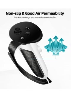 SYOSI Controller Grips for Meta Oculus Quest 3, Non-Slip VR Silicone Handle Covers with Adjustable Knuckle Straps, Compatible with Official Charging Dock & Battery, VR Accessories Protector  - Image 4