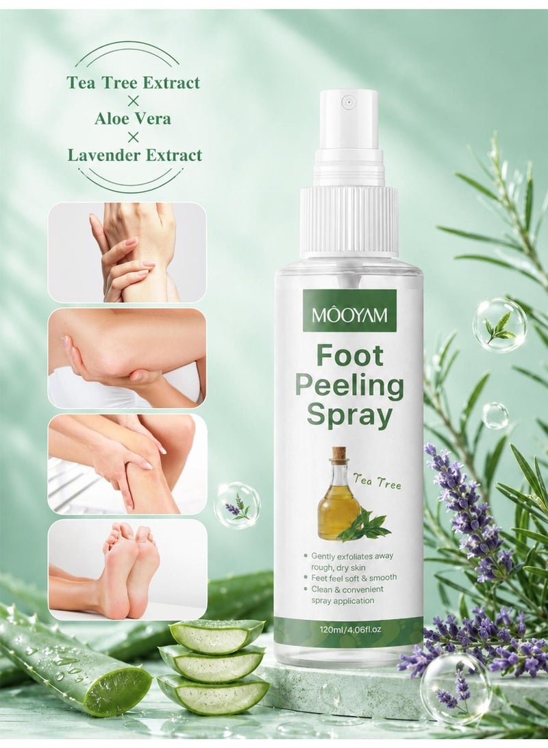MOOYAM Foot Peeling Spray Exfoliating  , Tea Tree Foot Exfoliator Spray, Vegan Botanicals, Moisturizing & Smooth Feet Skin, Gently Exfoliates Away Rough, Dry Skin, 4.06fl.oz/120ml - Image 5