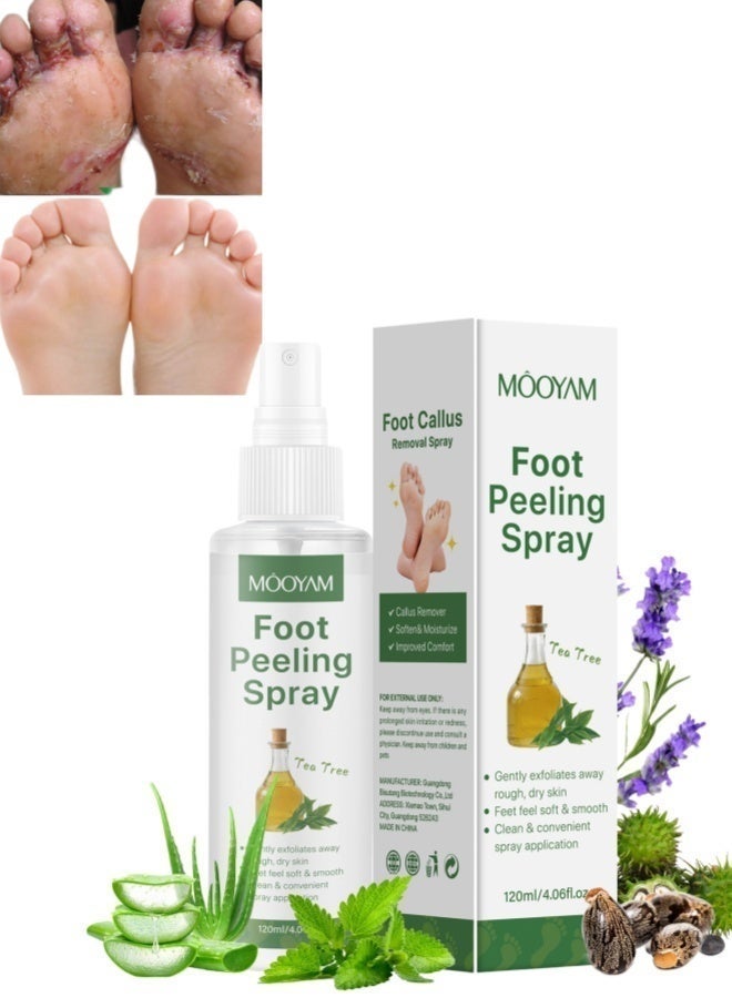 MOOYAM Foot Peeling Spray Exfoliating  , Tea Tree Foot Exfoliator Spray, Vegan Botanicals, Moisturizing & Smooth Feet Skin, Gently Exfoliates Away Rough, Dry Skin, 4.06fl.oz/120ml - Image 2