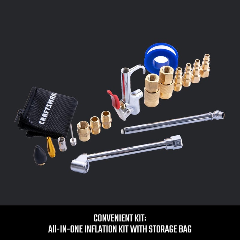 CRAFTSMAN CRAFTSMAN 18Piece Air Compressor Accessory Kit Includes Blow Gun Tire Inflator Brass Fittings and Storage Bag  - Image 2