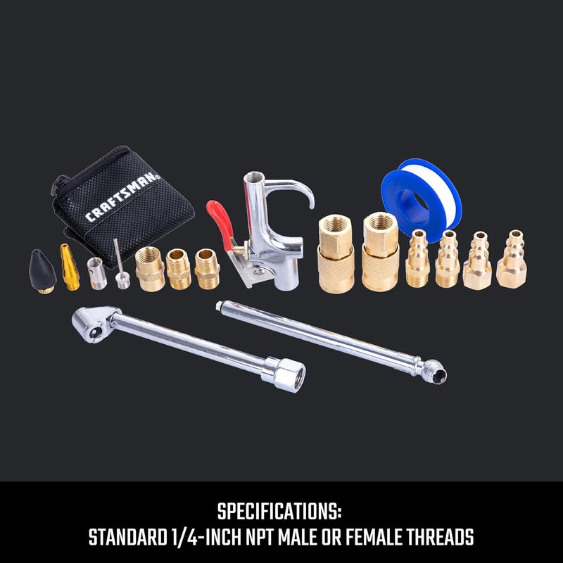 CRAFTSMAN CRAFTSMAN 18Piece Air Compressor Accessory Kit Includes Blow Gun Tire Inflator Brass Fittings and Storage Bag  - Image 5