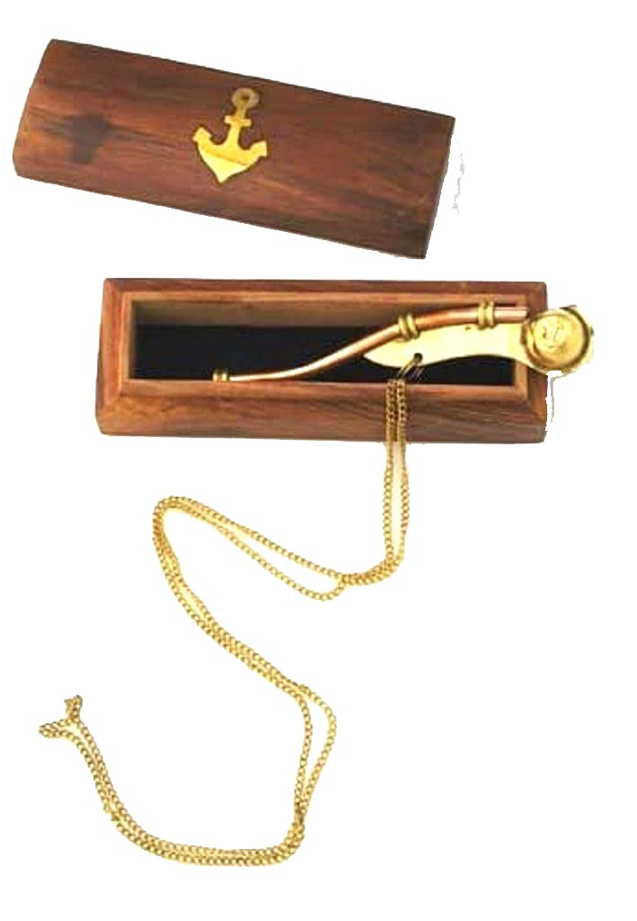 THOR INSTRUMENTS Nautical Mariner Boatswains Whistle Chain Bosun Pipe Nautical Collection With Wooden Box Rustic Vintage Home Decor Gifts - Image 2