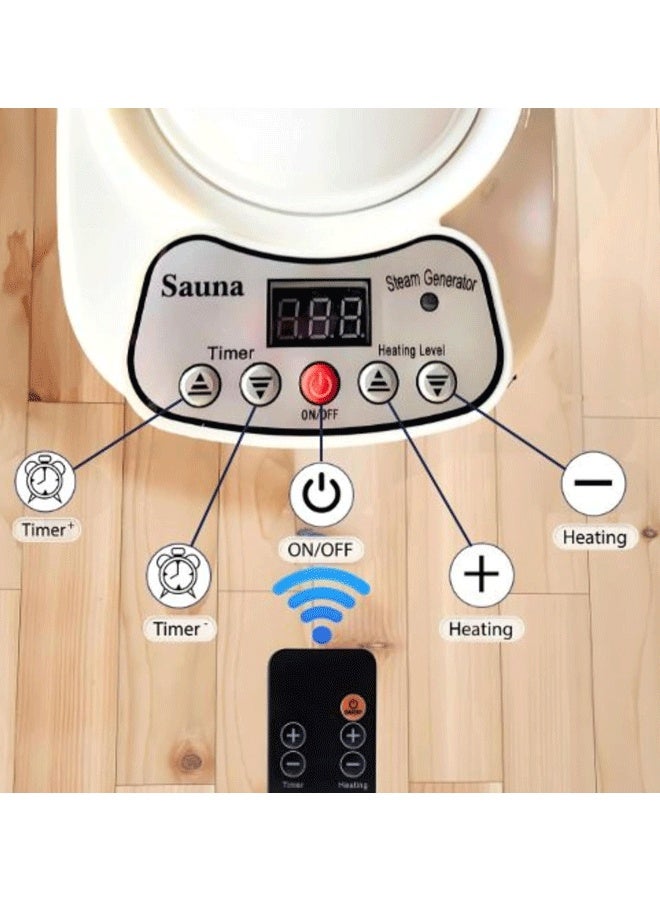 Reelyo 2.6L Sauna Steamer, Fcc Certified 2.6L & 1000W Steam Generator, Sauna Steamer Machine with Remote Control, Portable Sauna Steamer with Sturdy Lid and Explosion-Proof Interior, white - Image 3