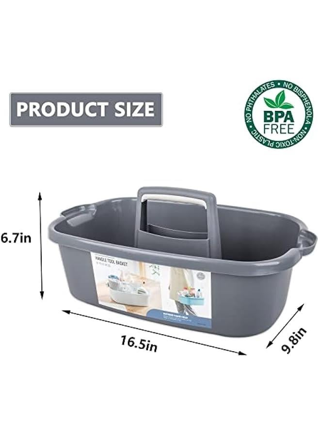 MIXDE Large Cleaning Supplies Caddy Portable Shower Basket Supply Organizer with Handle Plastic Bucket Tool Storage for Bathroom, Bedroom, Kitchen, College Dorm, Garden, Dark Gray 2 Pack - Image 5