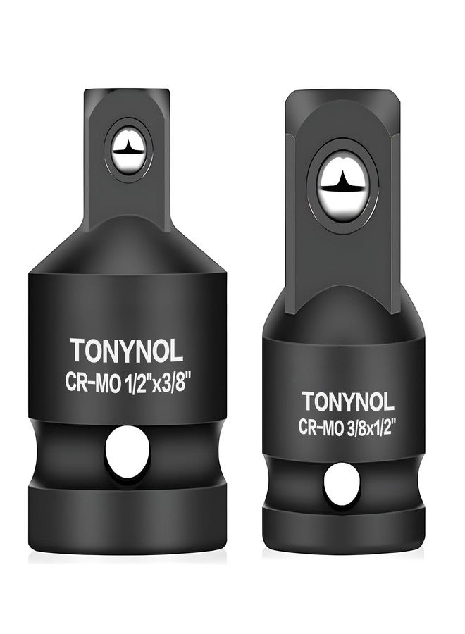 TONYNOL Impact Socket Adapter,2pc,1/2" to 3/8" and 3/8" to 1/2",Cr-Mo Steel, Enhances Impact Driver Conversions, For Auto and Construction Use. - Image 1