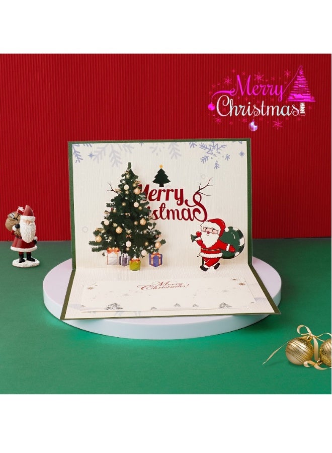بيوينتي بطاقة عيد الميلاد ثلاثية الأبعاد الإبداعية، هدية لليلة عيد الميلاد، بطاقة عطلة، هدية مباركة بعيد الميلاد، ظرف أخضر